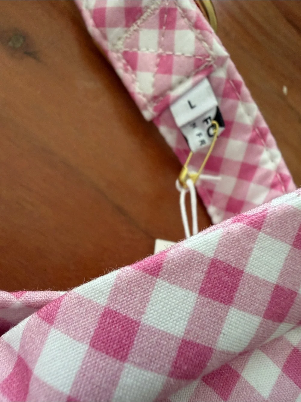 Hot Pink Gingham Lady Bow Dog Collar by foggy dog size large